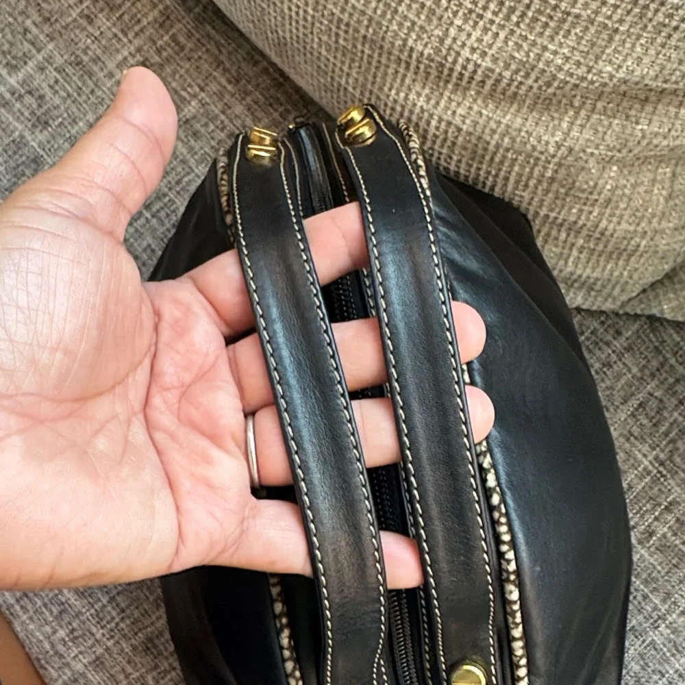 Borbonese Rare Black Leather Dome Handbag
